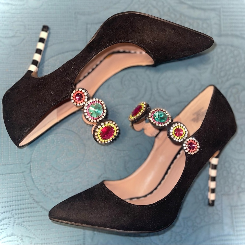 Betsey Johnson Elegant Black Jewel Embellished Heels